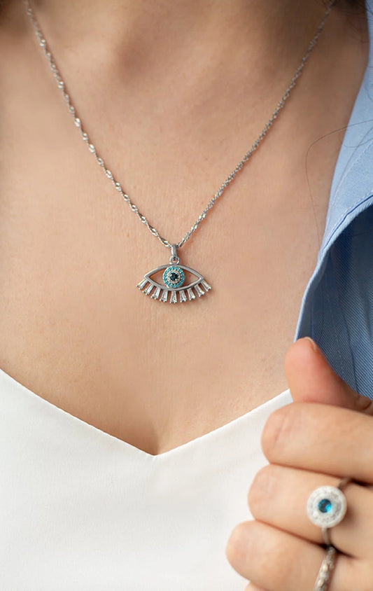 Origami Owl Silver Evil Eye Necklace