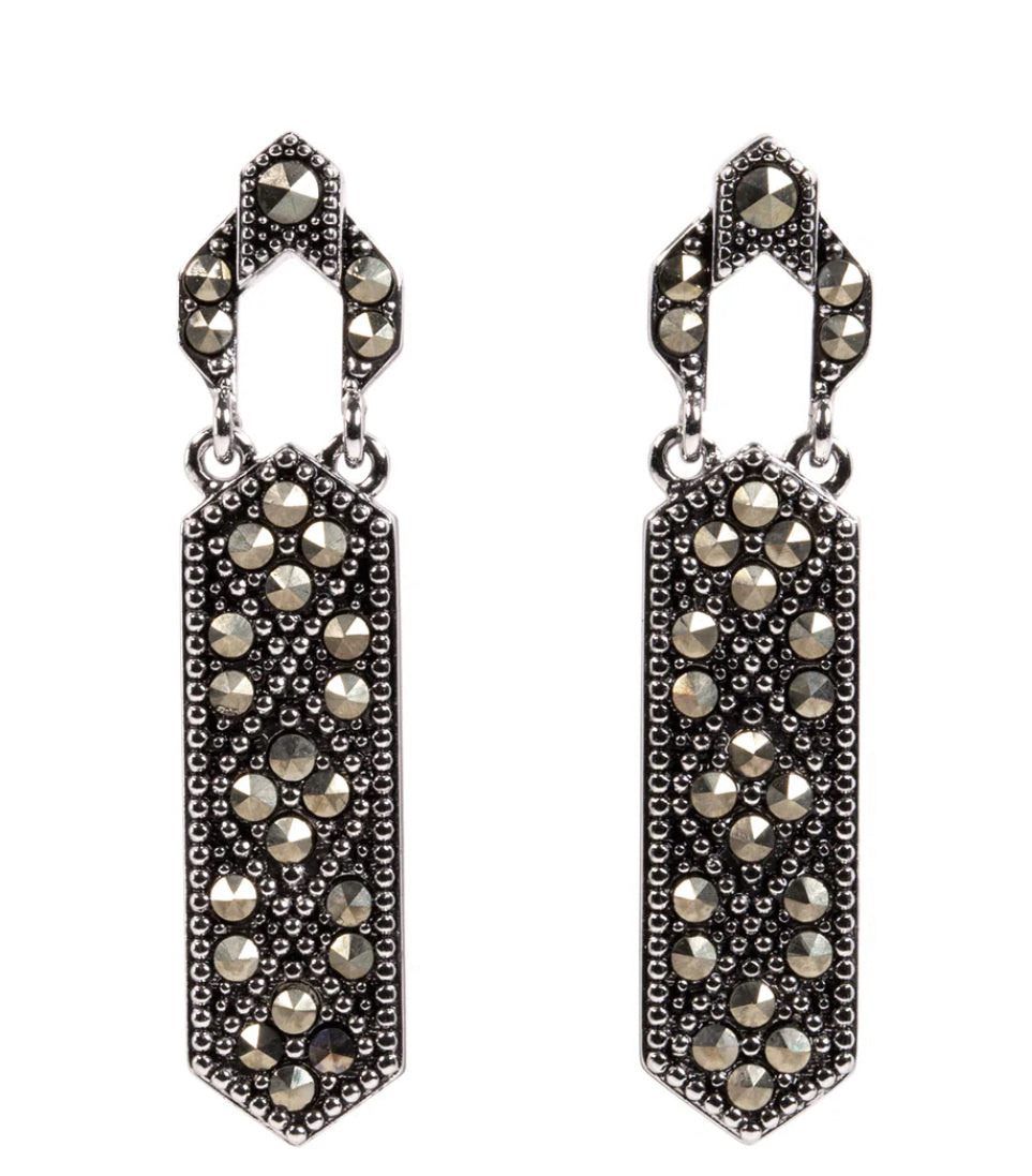 Origami Owl Deco Marcasite Drop Earrings
