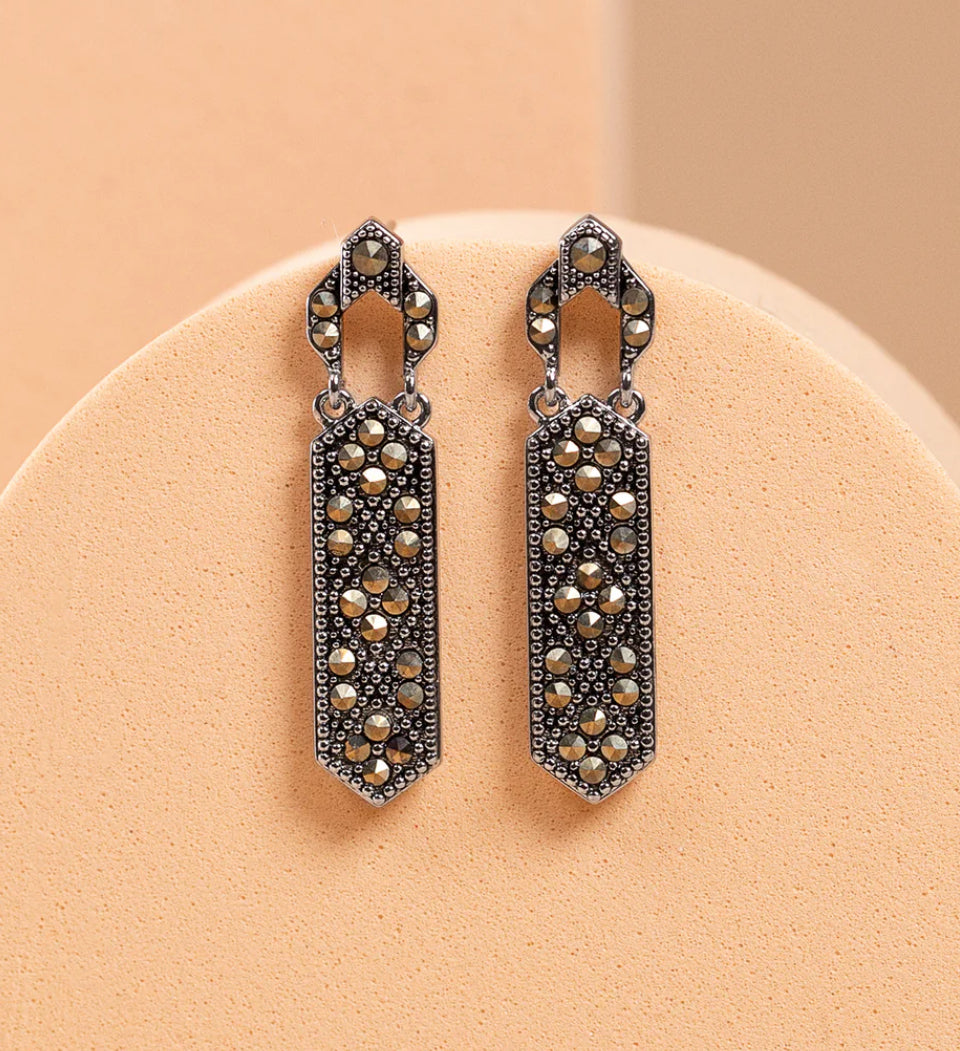Origami Owl Deco Marcasite Drop Earrings