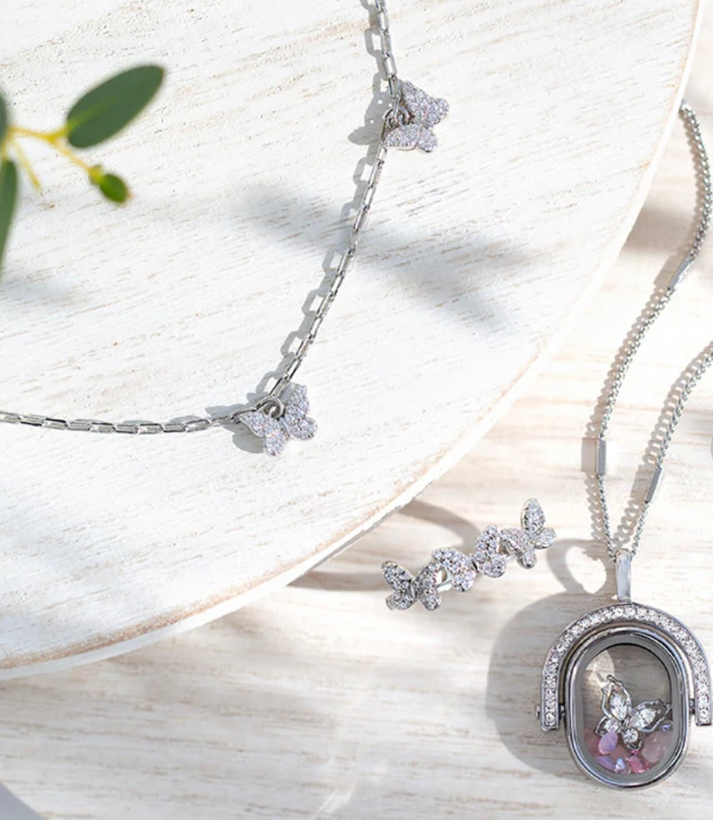 Origami Owl "Grow.Transform.Fly" Pave Butterfly Ring