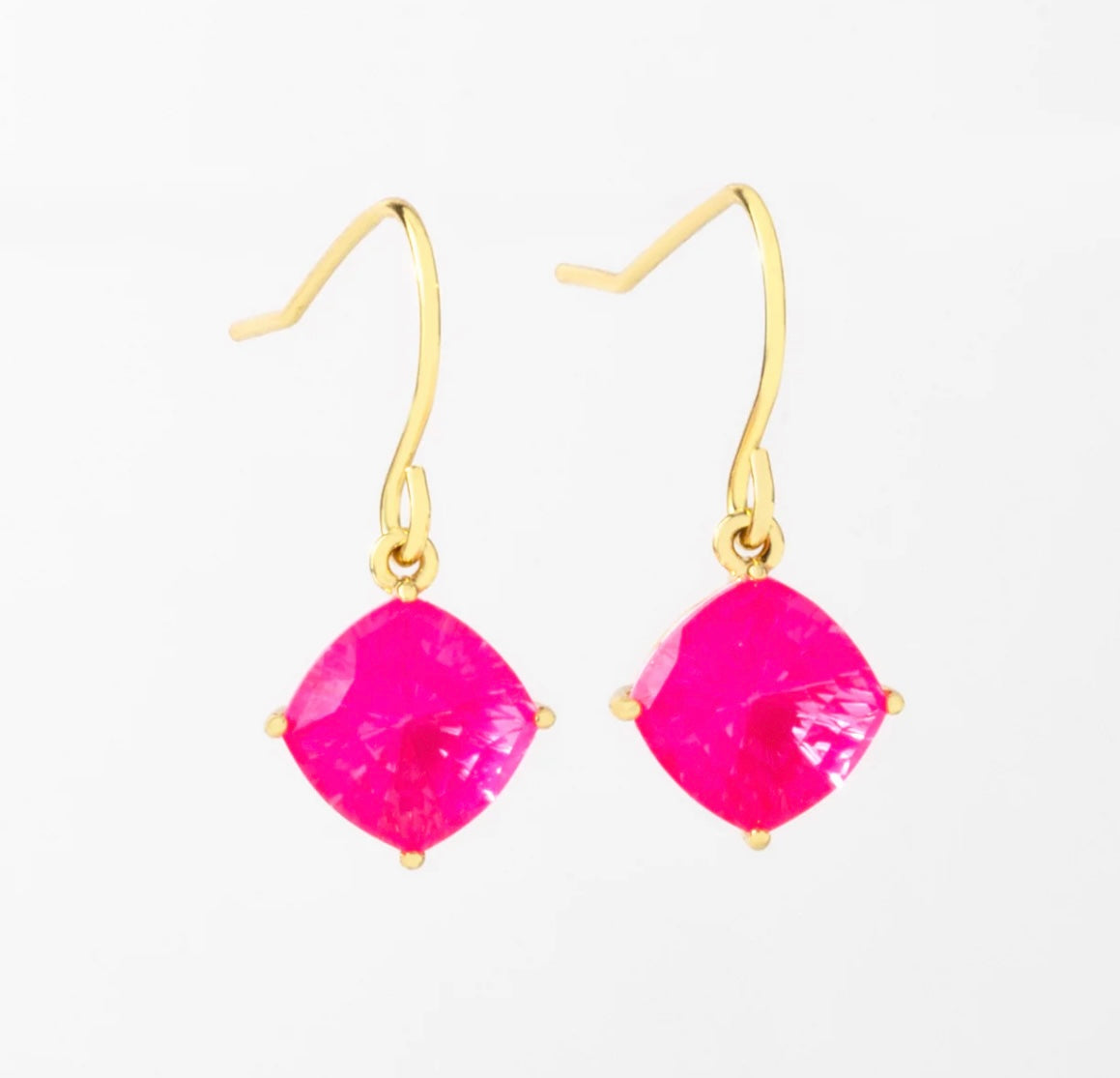 Origami Owl Electric Pink Crystal Drop Earrings